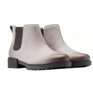 SOREL LEATHER EMELIE 11 CHELSEA GRAY WATERPROOF BOOTS SIZE 9 NEW NO TAGS